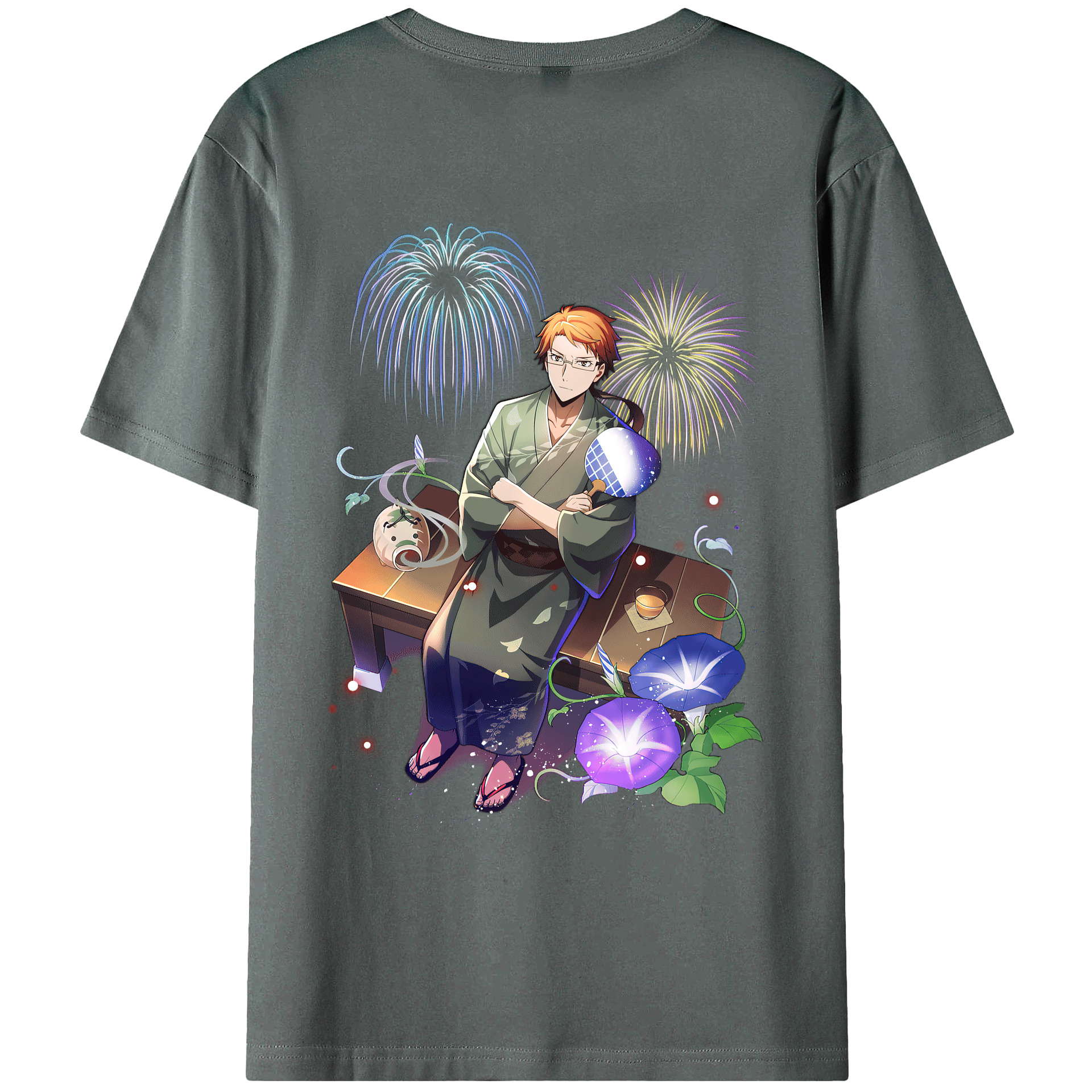 （画像用） 文豪ストレイドッグス Bungo Stray Dogs 綿100％ メンズ半袖Tシャツ（バックプリント） 通気性